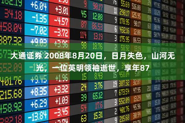大通证券 2008年8月20日，日月失色，山河无光，一位英明领袖逝世，享年87